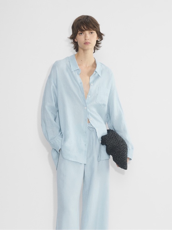 Aritzia Tops - Wilfred Reminisce Relaxed Linen Shirt Long Sleeve Button-Up Oversized Aritzia